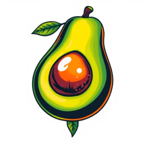 Vibrant Color Avocado Tattoo
