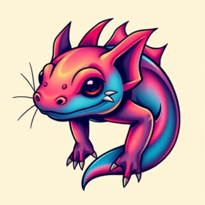 Vibrant Color Axolotl Tattoo