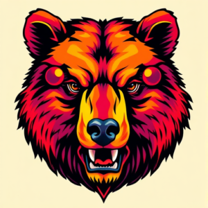 Vibrant Color Bear Tattoo