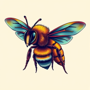 Vibrant Color Bee Tattoo
