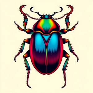 Vibrant Color Beetle Tattoo