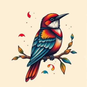 Vibrant Color Bird Tattoo