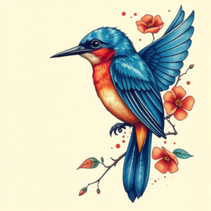 Vibrant Color Bluebird Tattoo