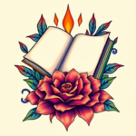 Vibrant Color Book Tattoo