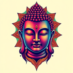 Vibrant Color Buddha Tattoo