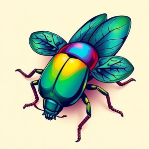 Vibrant Color Bug Tattoo