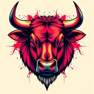 Vibrant Color Bull Tattoo