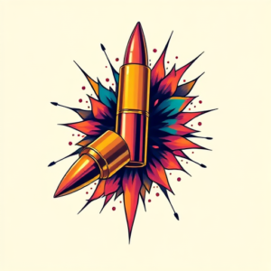 Vibrant Color Bullet Tattoo