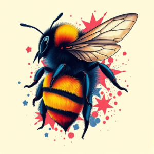 Vibrant Color Bumblebee Tattoo
