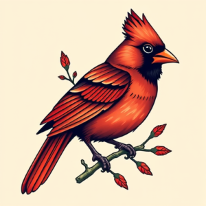 Vibrant Color Cardinal Tattoo
