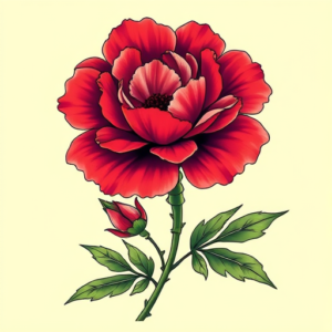 Vibrant Color Carnation Tattoo