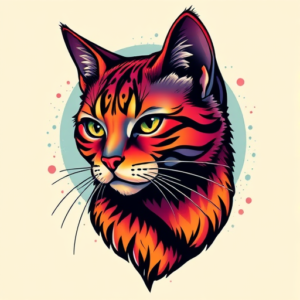 Vibrant Color Cat Tattoo