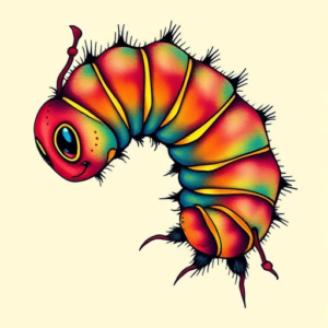 Vibrant Color Caterpillar Tattoo