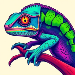 Vibrant Color Chameleon Tattoo