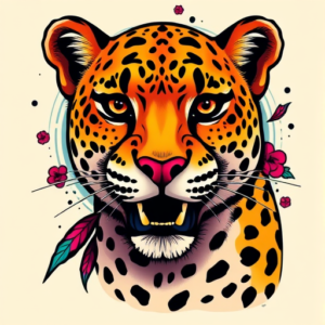 Vibrant Color Cheetah Tattoo