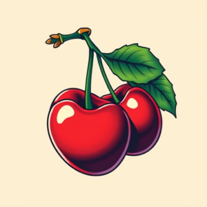 Vibrant Color Cherry Tattoo