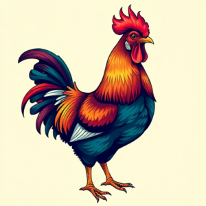 Vibrant Color Chicken Tattoo