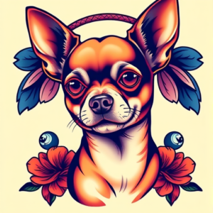 Vibrant Color Chihuahua Tattoo