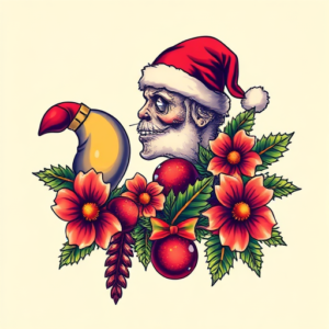 Vibrant Color Christmas Tattoo