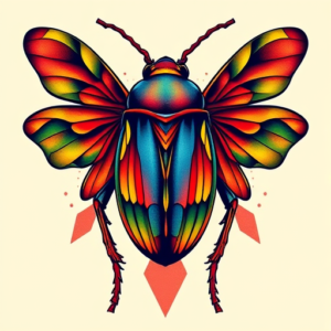 Vibrant Color Cicada Tattoo