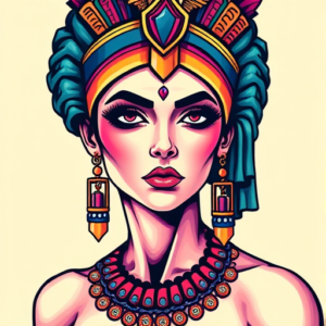Vibrant Color Cleopatra Tattoo