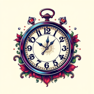 Vibrant Color Clock Tattoo