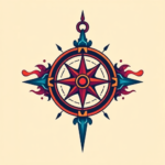 Vibrant Color Compass Tattoo