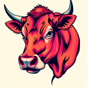 Vibrant Color Cow Tattoo