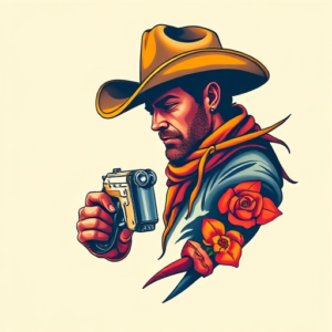 Vibrant Color Cowboy Tattoo