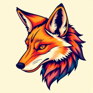 Vibrant Color Coyote Tattoo