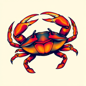 Vibrant Color Crab Tattoo