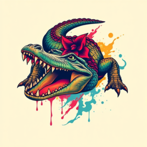 Vibrant Color Crocodile Tattoo
