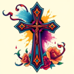 Vibrant Color Cross Tattoo