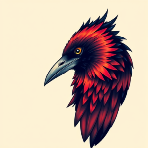 Vibrant Color Crow Tattoo