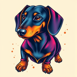 Vibrant Color Dachshund Tattoo