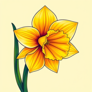 Vibrant Color Daffodil Tattoo