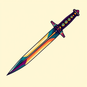Vibrant Color Dagger Tattoo