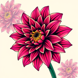 Vibrant Color Dahlia Tattoo