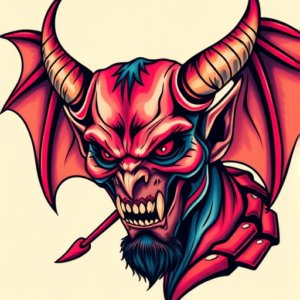 Vibrant Color Demon Tattoo
