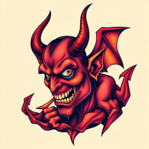 Vibrant Color Devil Tattoo