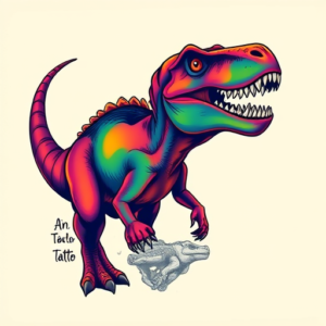 Vibrant Color Dinosaur Tattoo