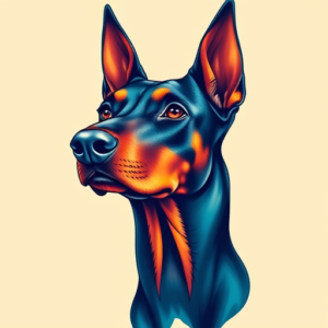 Vibrant Color Doberman Tattoo