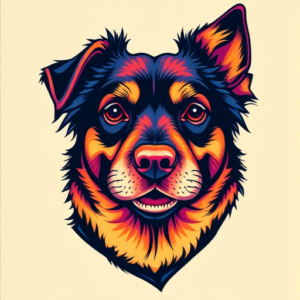Vibrant Color Dog Tattoo