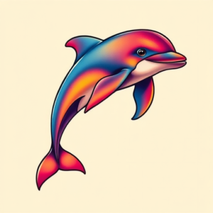 Vibrant Color Dolphin Tattoo