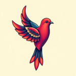 Vibrant Color Dove Tattoo