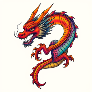 Vibrant Color Dragon Tattoo