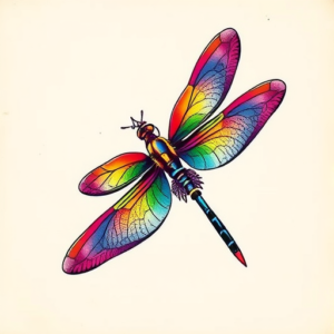 Vibrant Color Dragonfly Tattoo