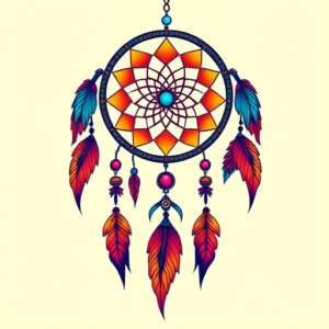 Vibrant Color Dreamcatcher Tattoo