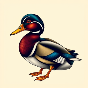 Vibrant Color Duck Tattoo