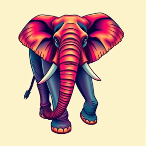 Vibrant Color Elephant Tattoo